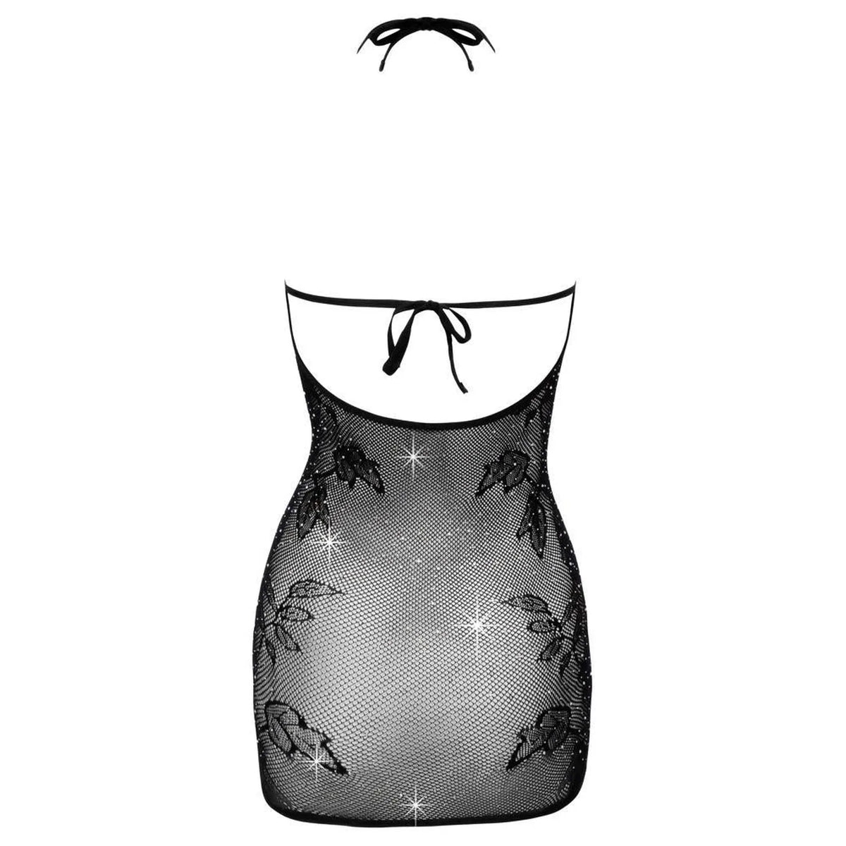 Dress – mesh, halter neck, black | Fantasy by Cottelli