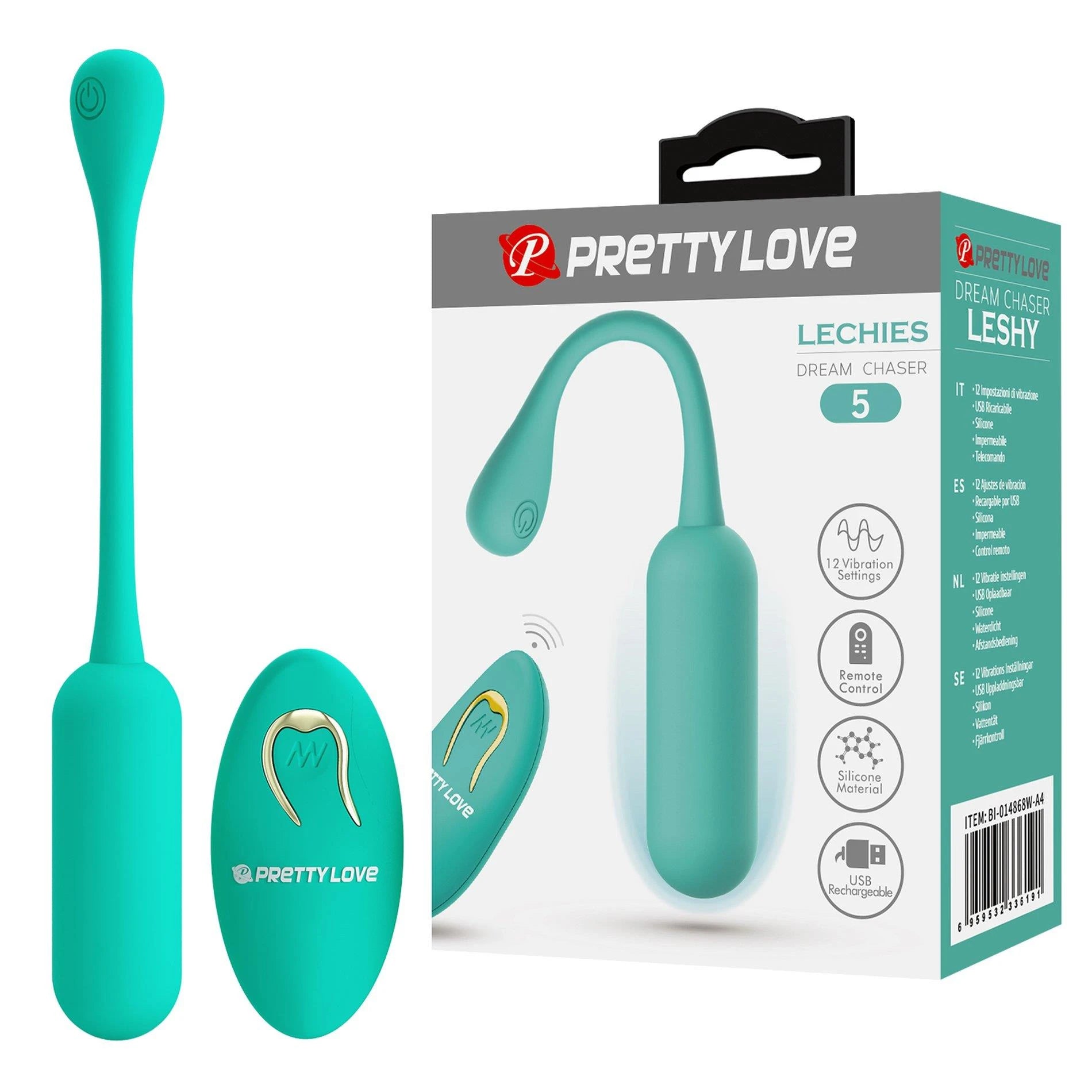 PRETTY LOVE - LECHIES Dream chaser 5, Vert, Télécommande sans fil 12 fonctions de vibration Fonction mémoire