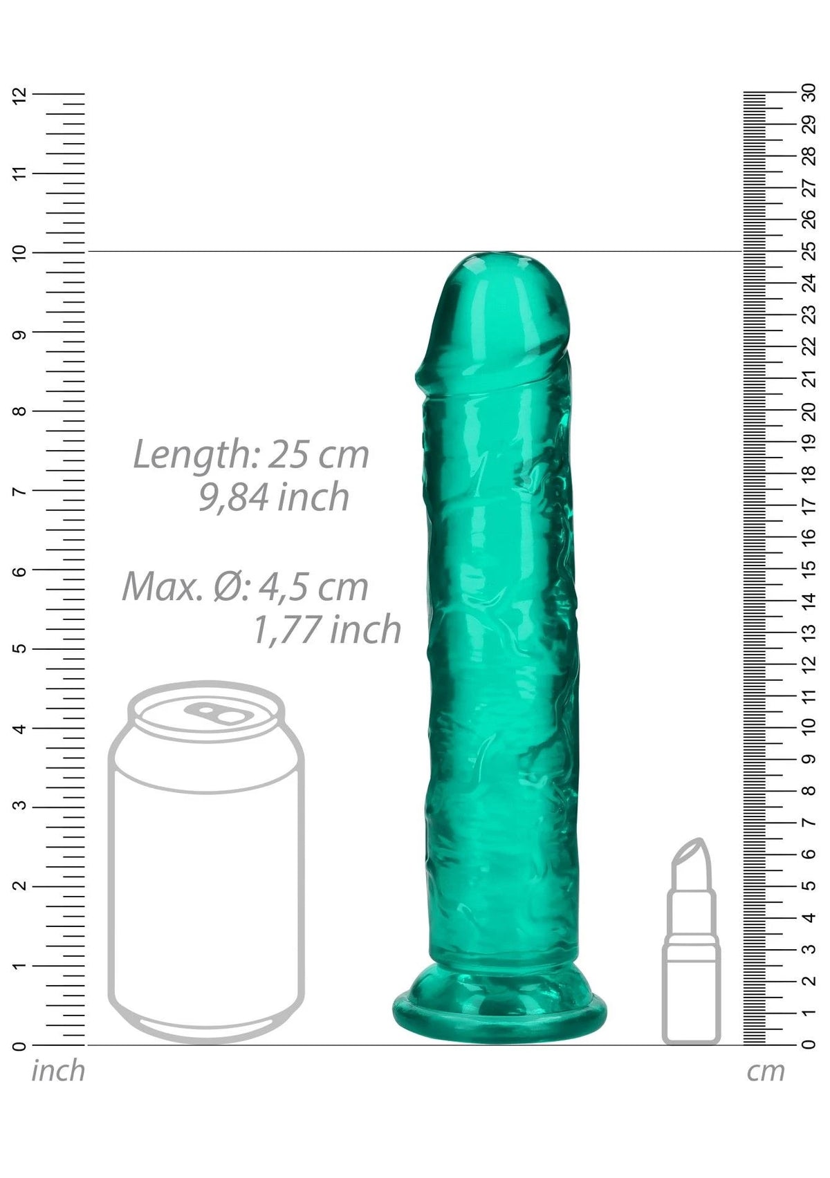 Consolador realista Straight 7.2 cm – con ventosa, turquesa | RealRock