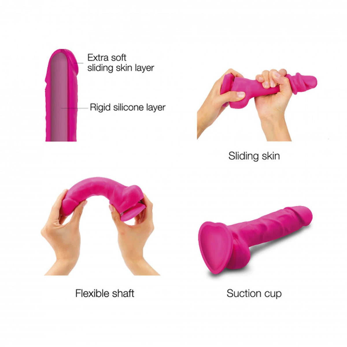 Realistic dildo Fushia – with suction cup, nude | Strap-on-me