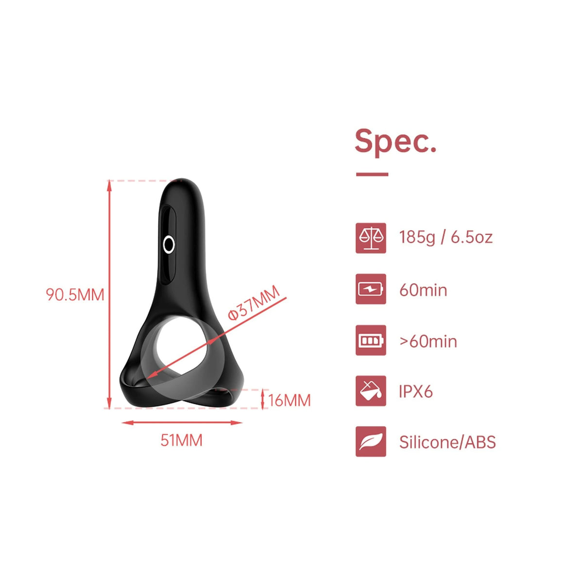 Anello fallico Rise Smart Wearable – controllo da app, ricaricabile, nero | Magic Motion