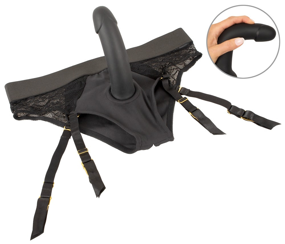 Felcsatolható dildó 17.5 cm – fekete