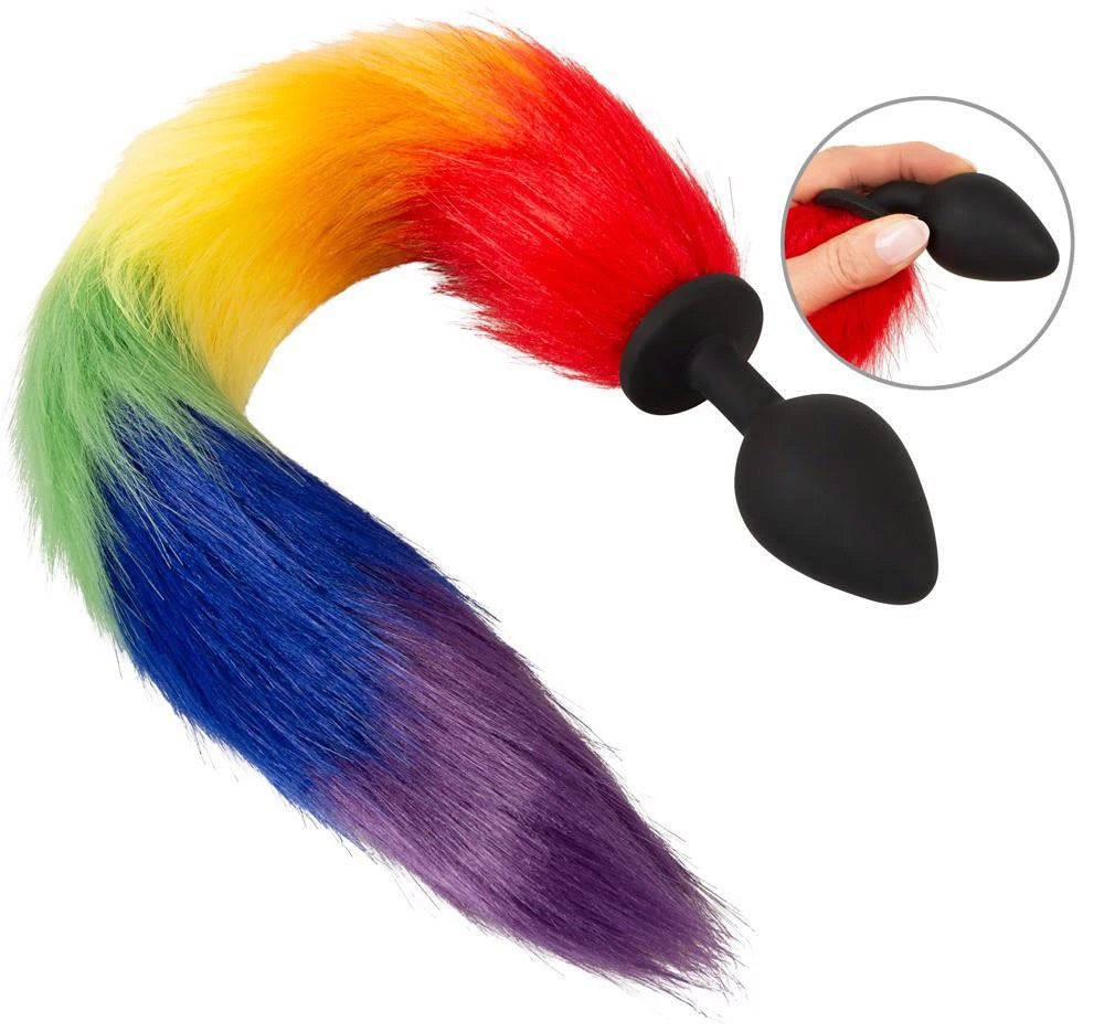 Butt plug fluffy tail 42 cm – black