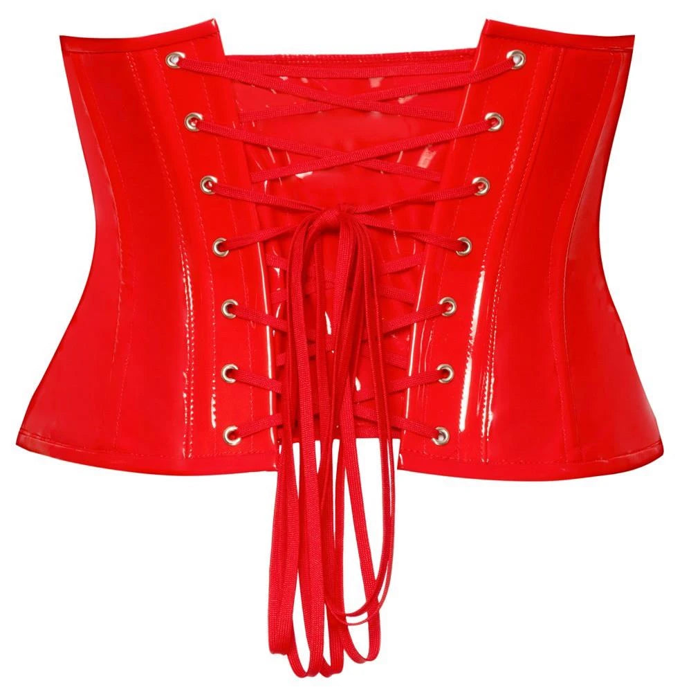 Fűző Waist Cincher – wetlook, piros | Black Level