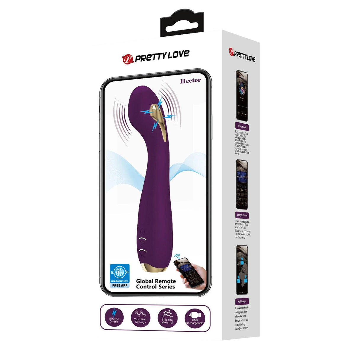 Vibratore punto G Hector 5 electric shock Mobile 12 funzioni – controllo da app, con telecomando | Pretty Love