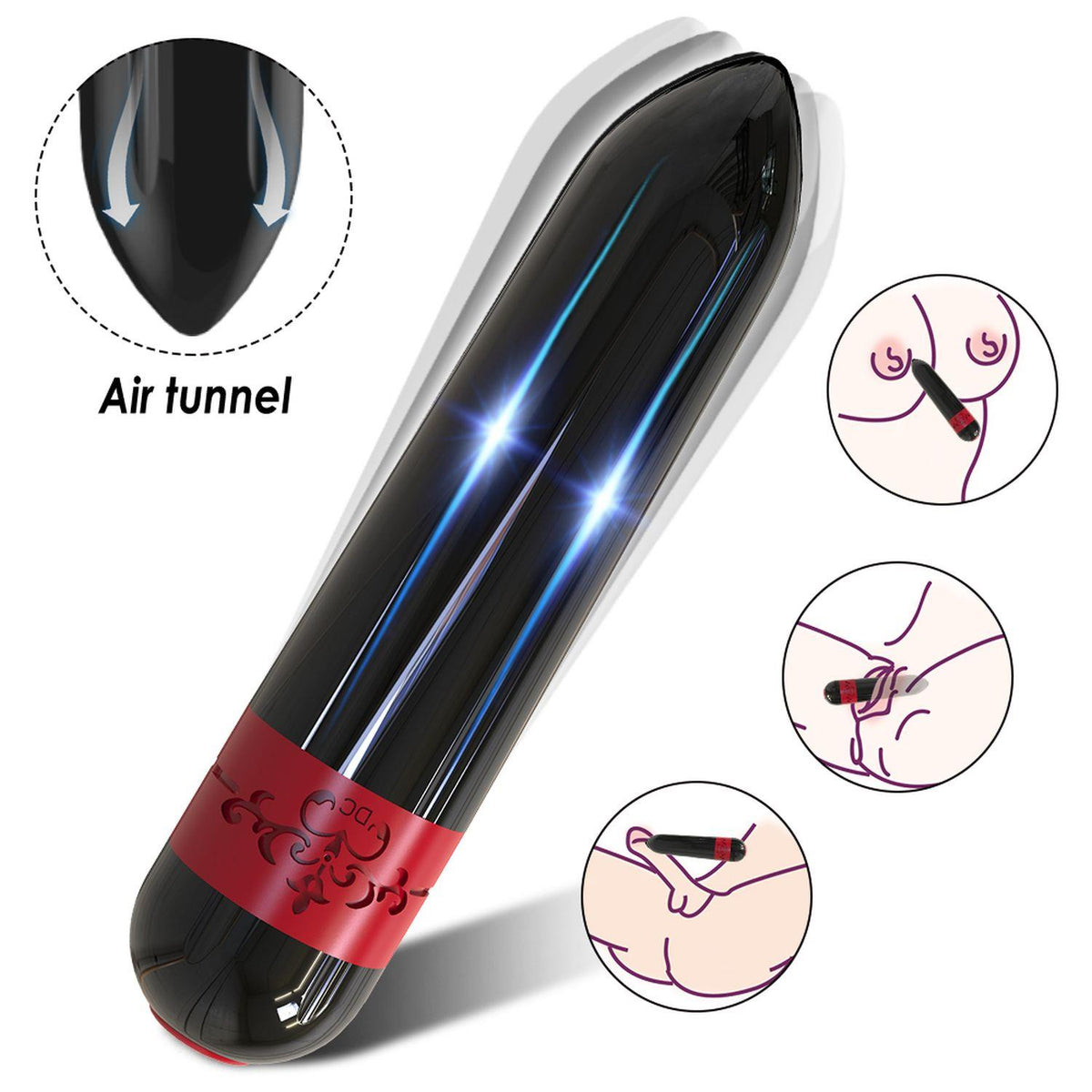 Mini vibratore Rocket 9 funzioni – ricaricabile, nero | Favorites