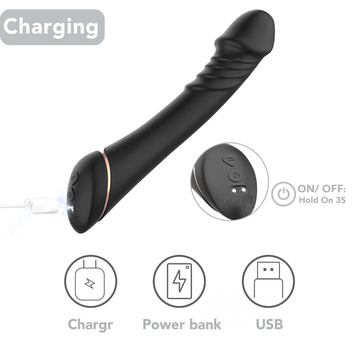 Vibrador ponto G Hancock 9 funções – recarregável, preto | Favorites