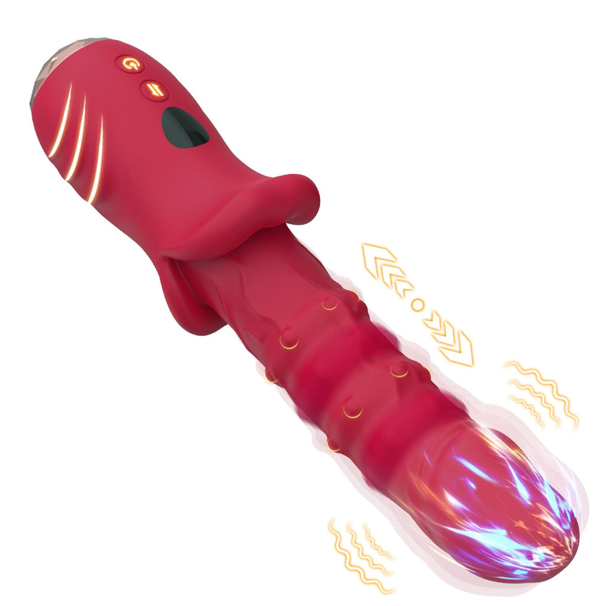 Realisztikus vibrátor 9 funkció – újratölthető, piros | Favorites