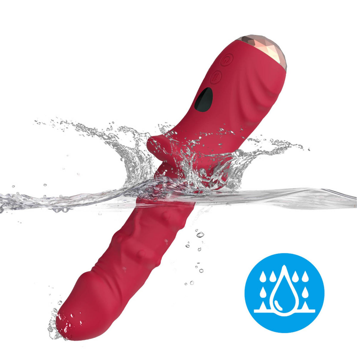 Realisztikus vibrátor 9 funkció – újratölthető, piros | Favorites