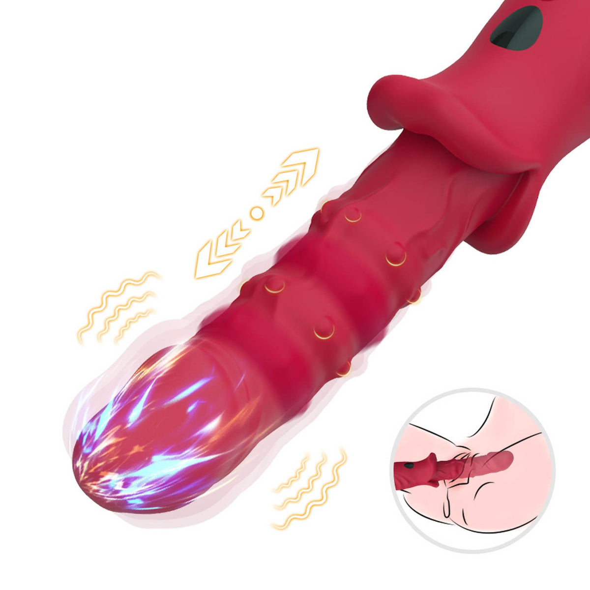 Realisztikus vibrátor 9 funkció – újratölthető, piros | Favorites
