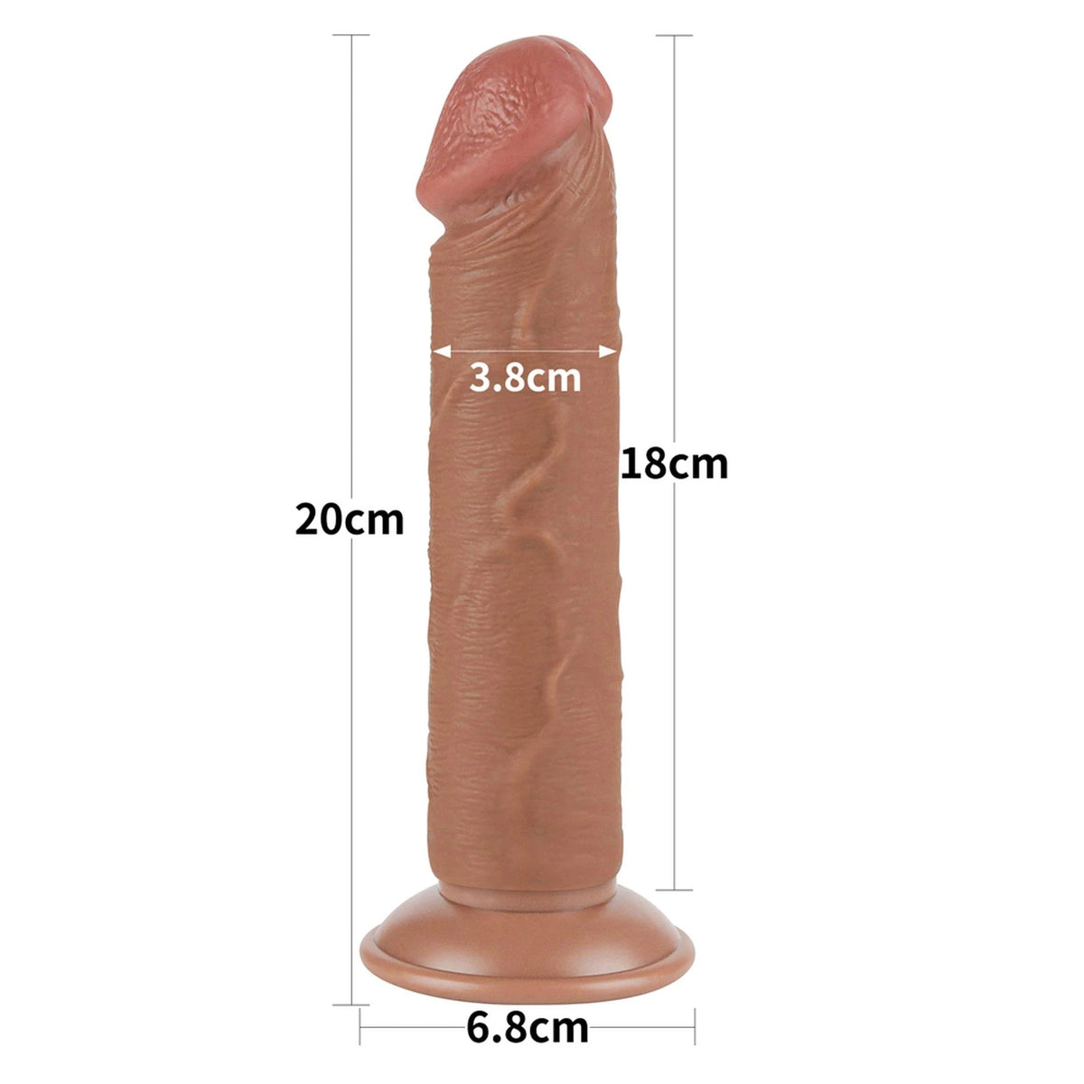 Realisztikus dildó Layer 20 cm – tapadókorongos, dupla, barna 10-LV317306 | Lovetoy