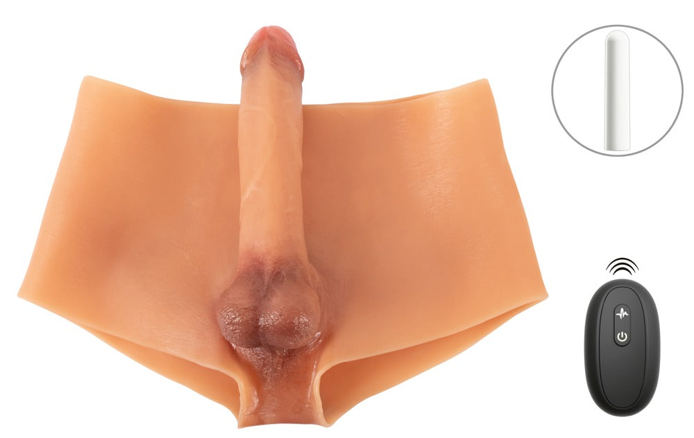 Realistic vibrator Pants 10 functions – remote control, nude