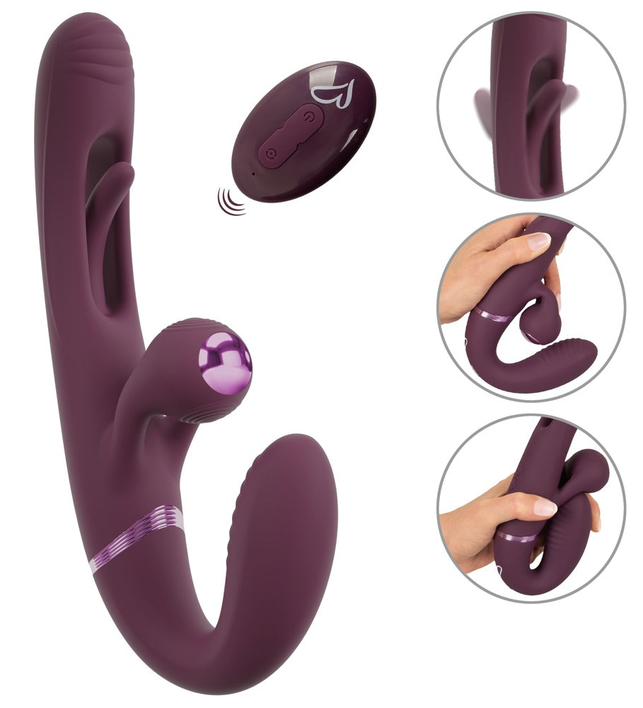 Strap-on Strapless Flicking 10 funzioni – con telecomando, viola | JAVIDA