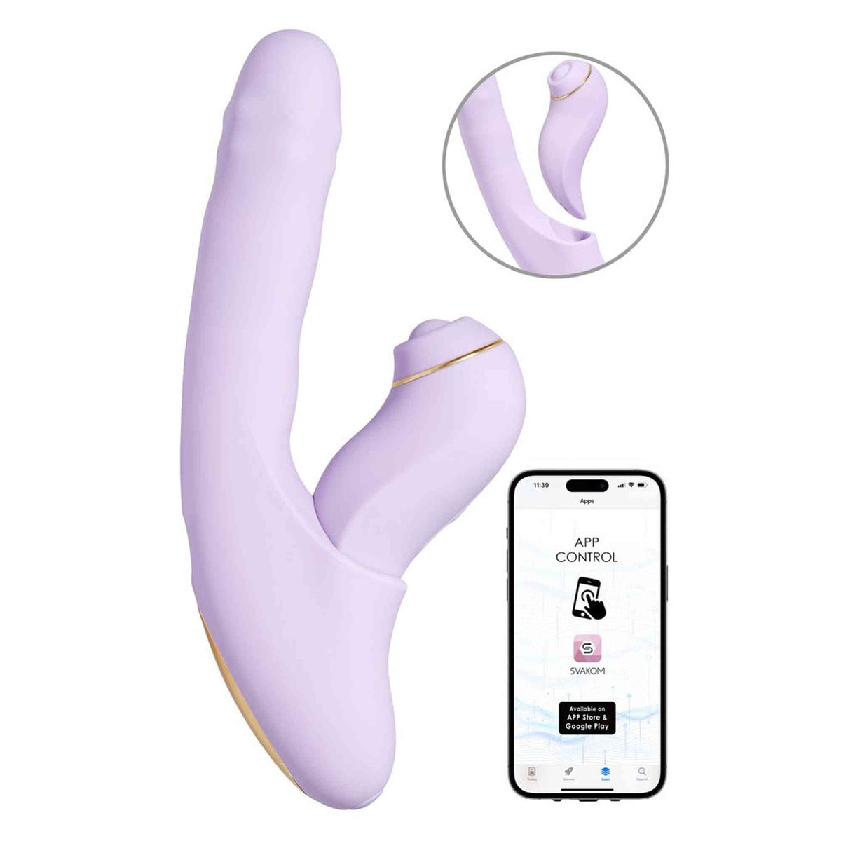 Estimulador de clitóris DuoGlow 3 funções – fosforescente, roxo | SVAKOM