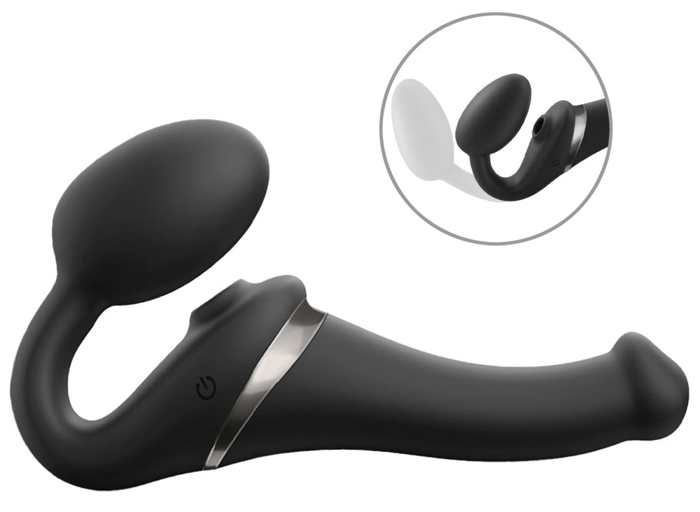 Arnés strap-on 3 funciones – con mando a distancia, vibrador, negro