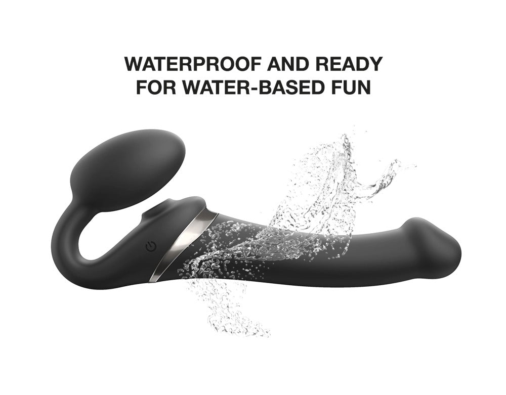 Strap-on 3 funções – com controlo remoto, vibratório, preto