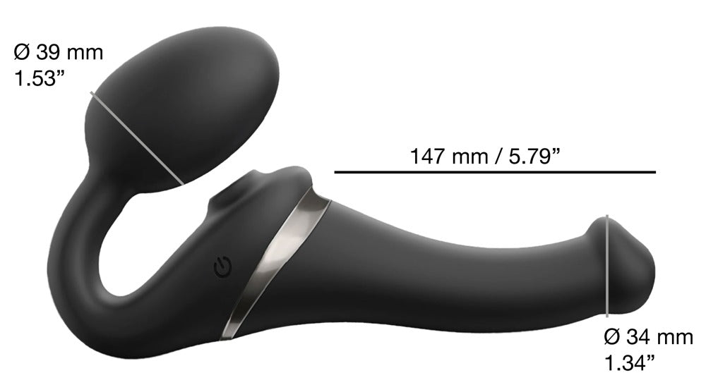 Strap-on 3 funções – com controlo remoto, vibratório, preto