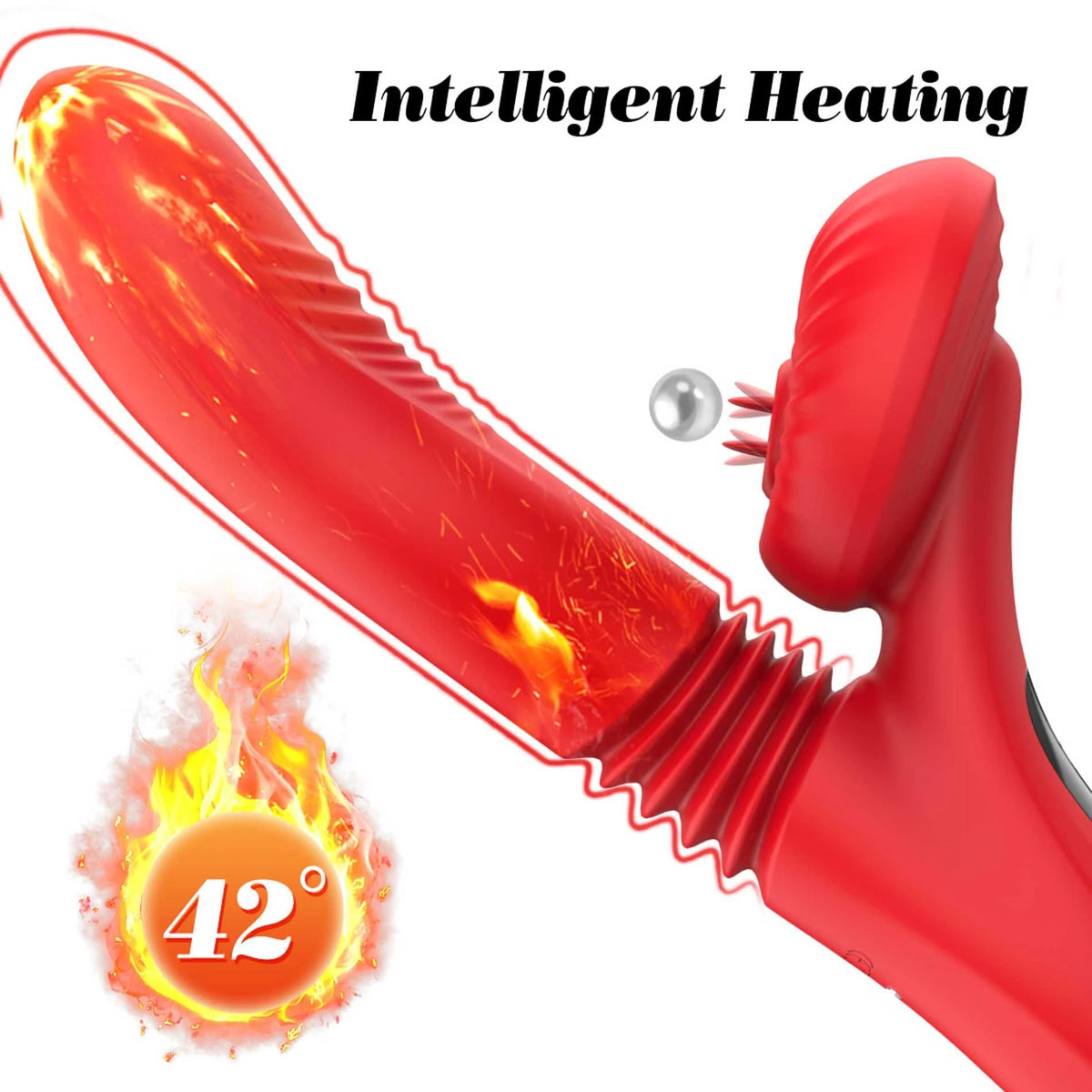 Estimulador de clítoris Licking 7 funciones – recargable, con calor, rojo | Favorites