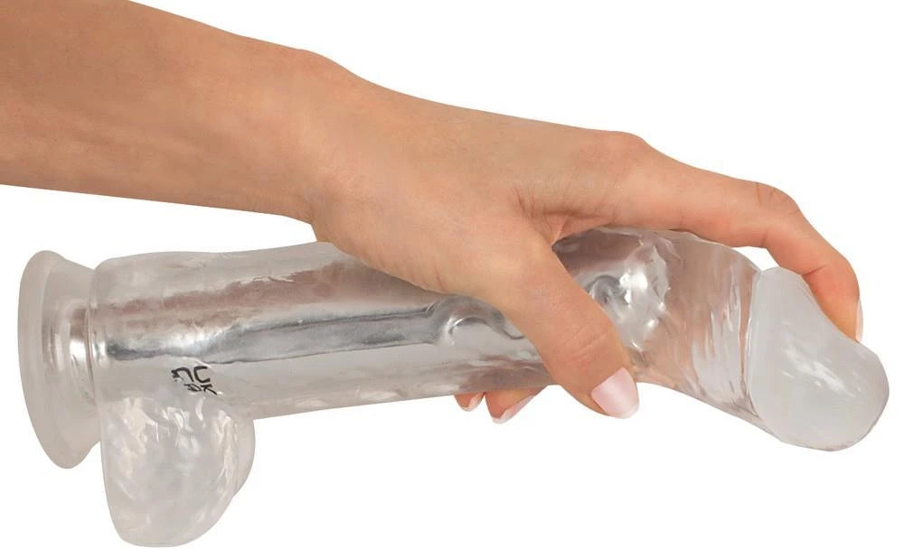 Realistic vibrator 10 functions – rechargeable, with suction cup, clear | Crystal