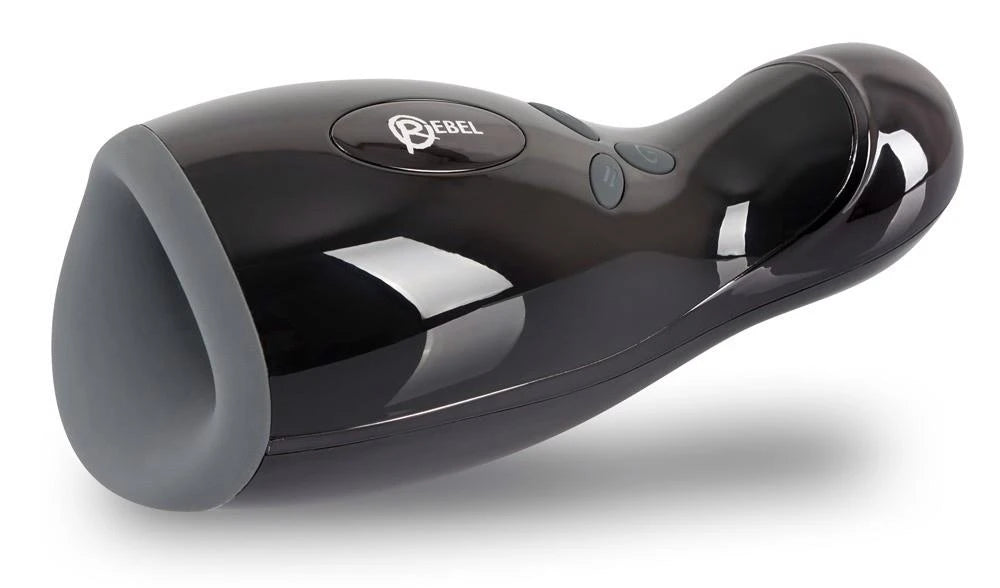 Masturbator 3 functions – rechargeable, black 20 cm | Rebel