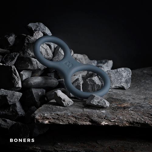 Anneau pénien et tendeur testiculaire en silicone Boners - Gris