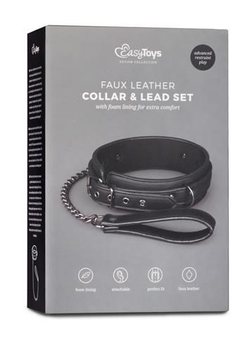 Costrizione bondage collar with leash – nera | EasyToys
