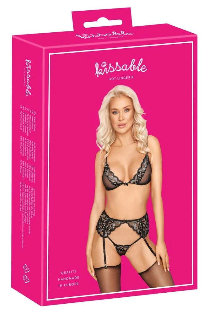 Ensemble de lingerie – en dentelle, avec porte-jarretelles 42-22143001111 | kissable