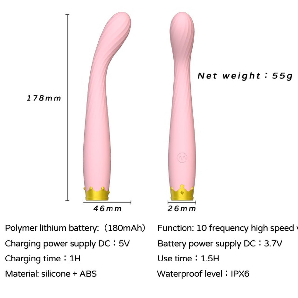 G-spot vibrator 10 functions – rechargeable, pink | Favorites