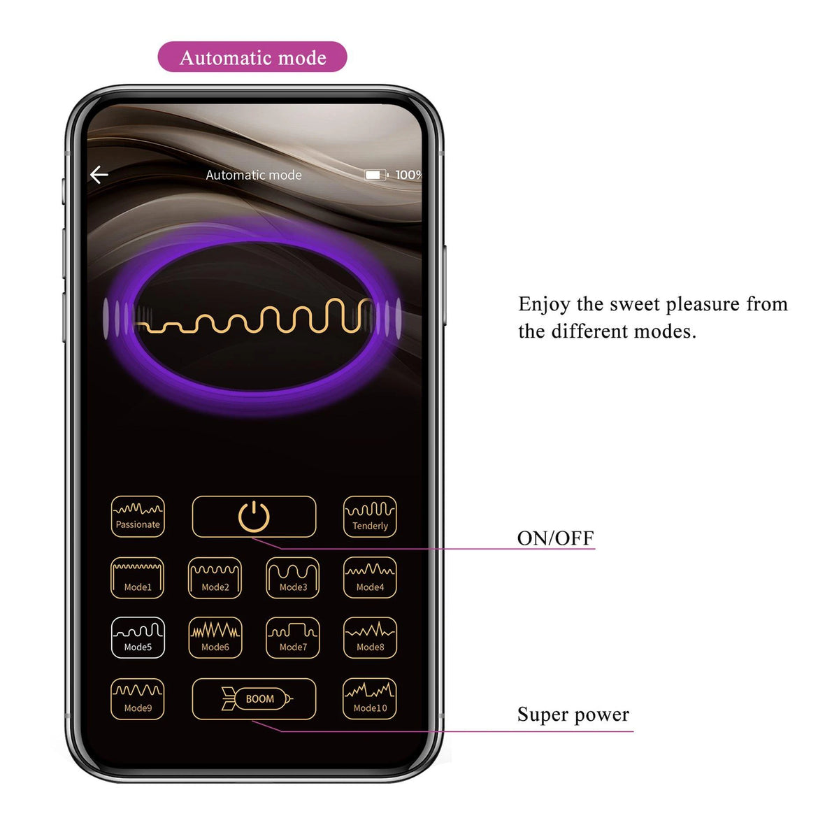 Vibrador especial Franz Mobile 10 funciones – control por app, doble, ciruela | Pretty Love