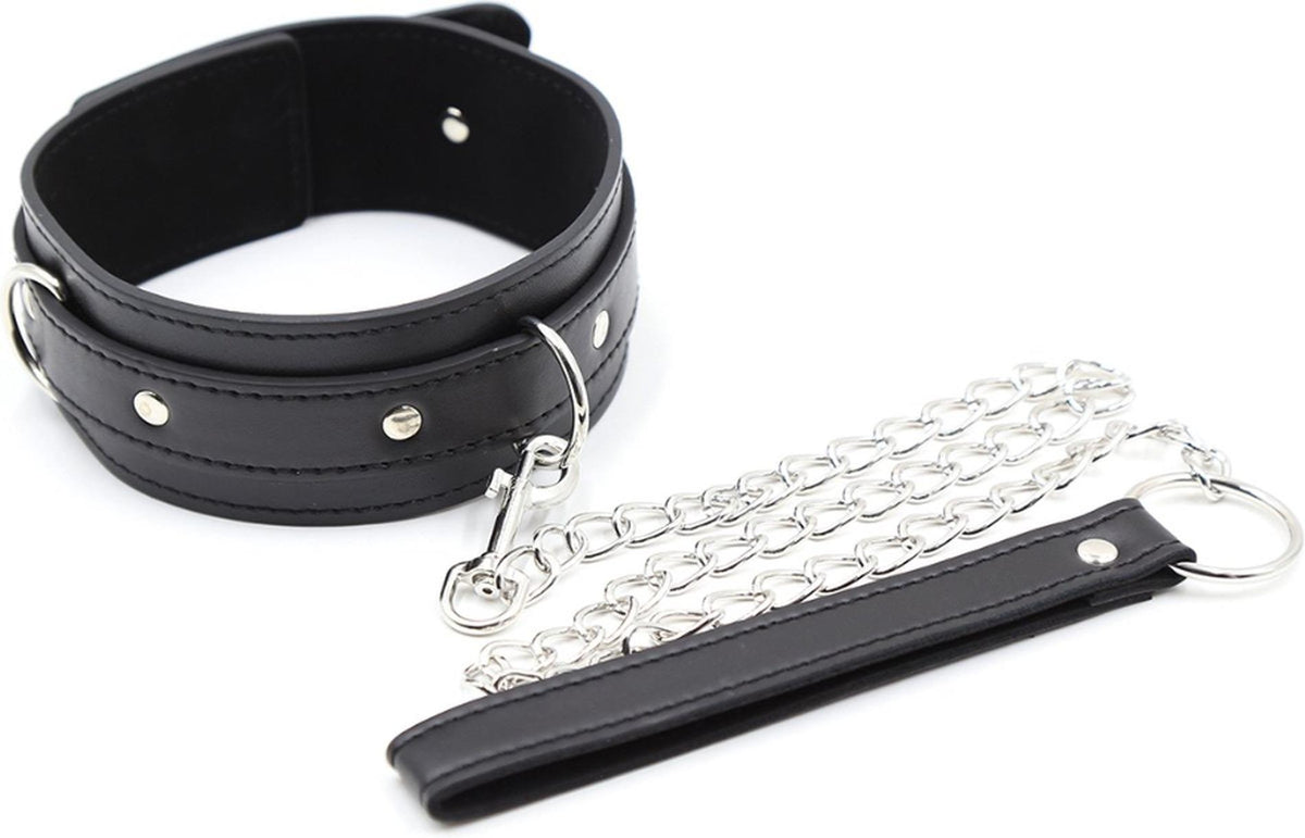 Costrizione bondage Collar with leash – nera | Fetish Fever