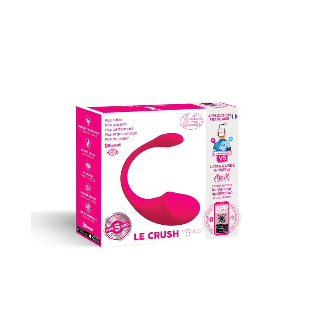 Ovo vibratório Crush Fushia controlled 10 funções – controlado por app, recarregável | Clara Morgane
