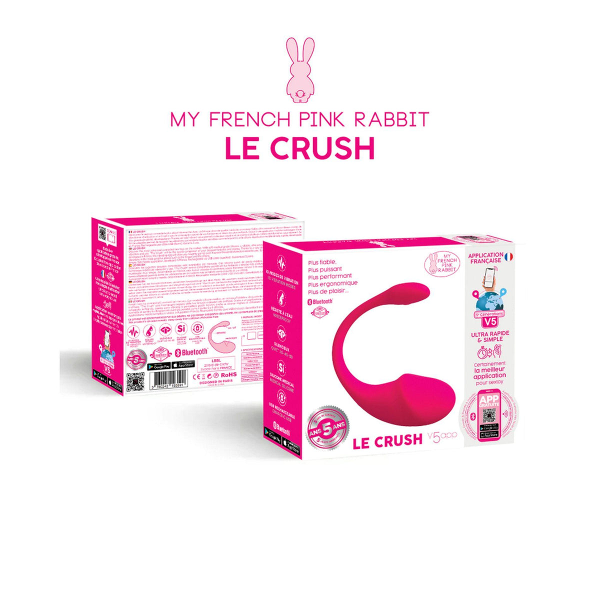 Ovo vibratório Crush Fushia controlled 10 funções – controlado por app, recarregável | Clara Morgane