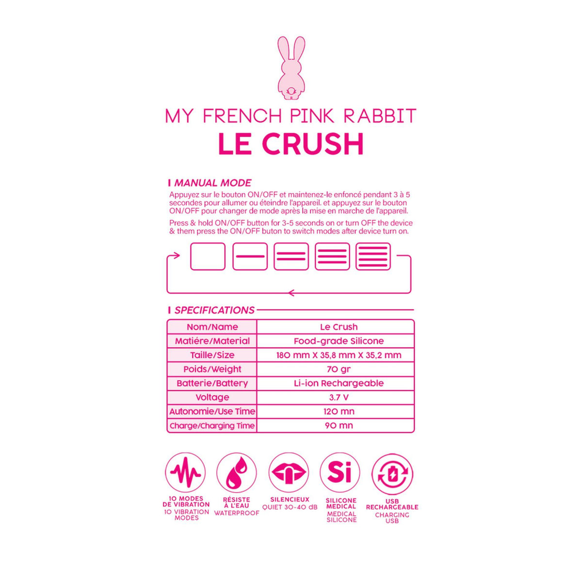 Ovo vibratório Crush Fushia controlled 10 funções – controlado por app, recarregável | Clara Morgane