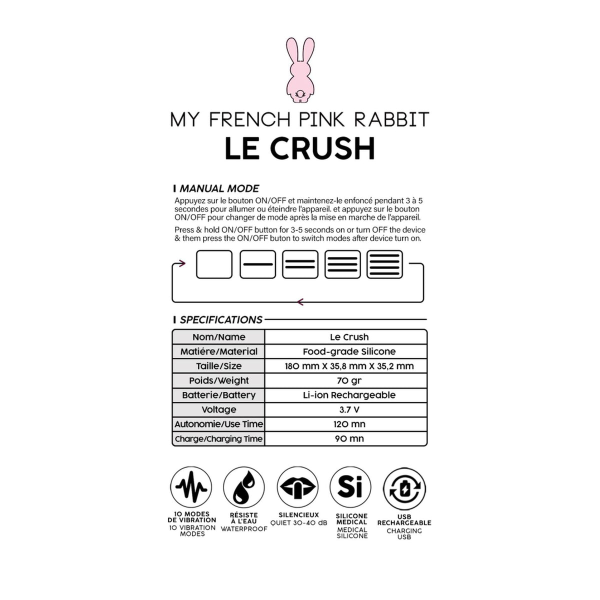 Ovo vibratório Crush controlled 10 funções – controlado por app, recarregável | Clara Morgane