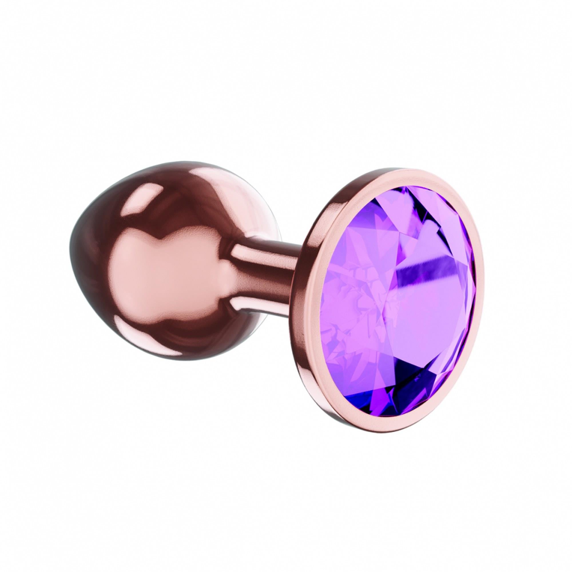 Plug - Plug anal en forme de diamant Améthyste scintillant L Or rose