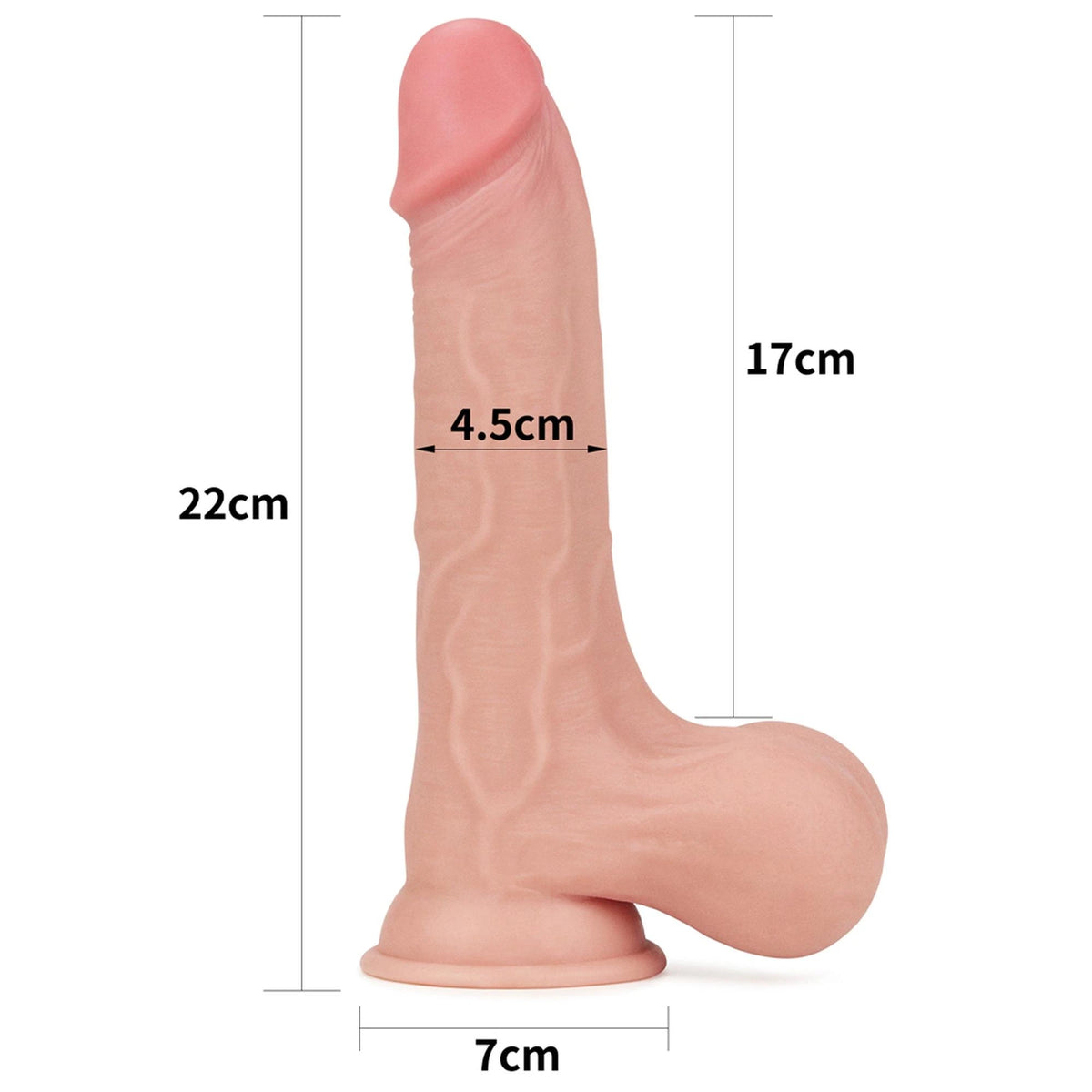 Dildo realistico Layer Whole Testicle 22 cm – con ventosa, vibrante, nude | Lovetoy