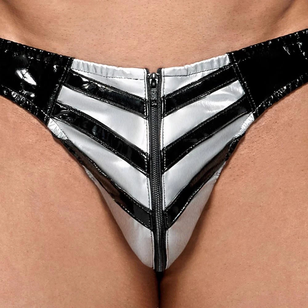 Slip – wetlook, con zip, nero 28905341711 | Black Level