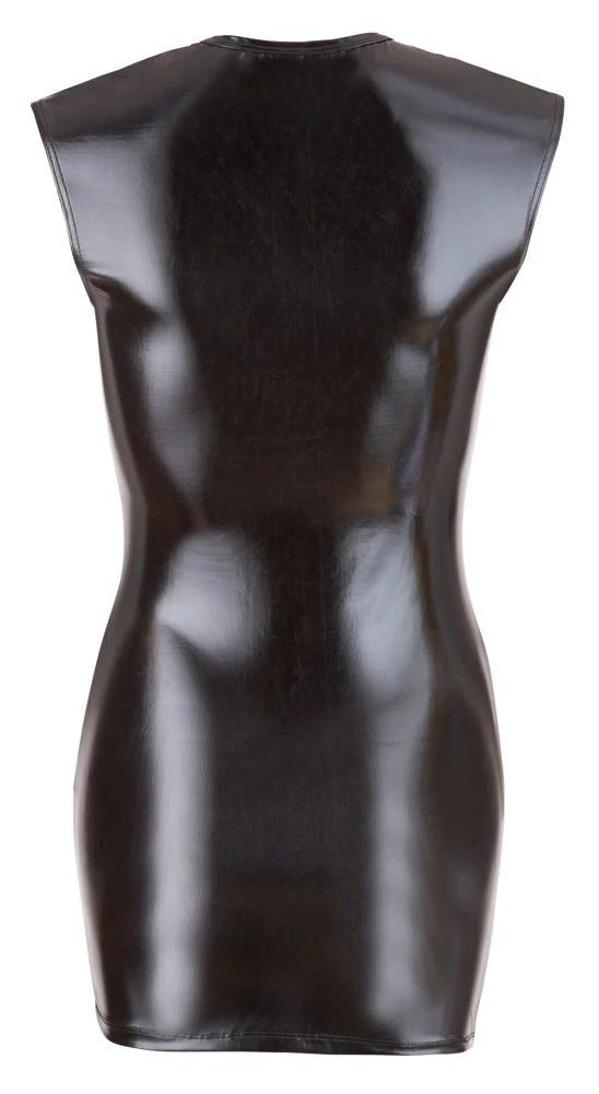 Vestido – wetlook, com fecho, preto | Cottelli PARTY