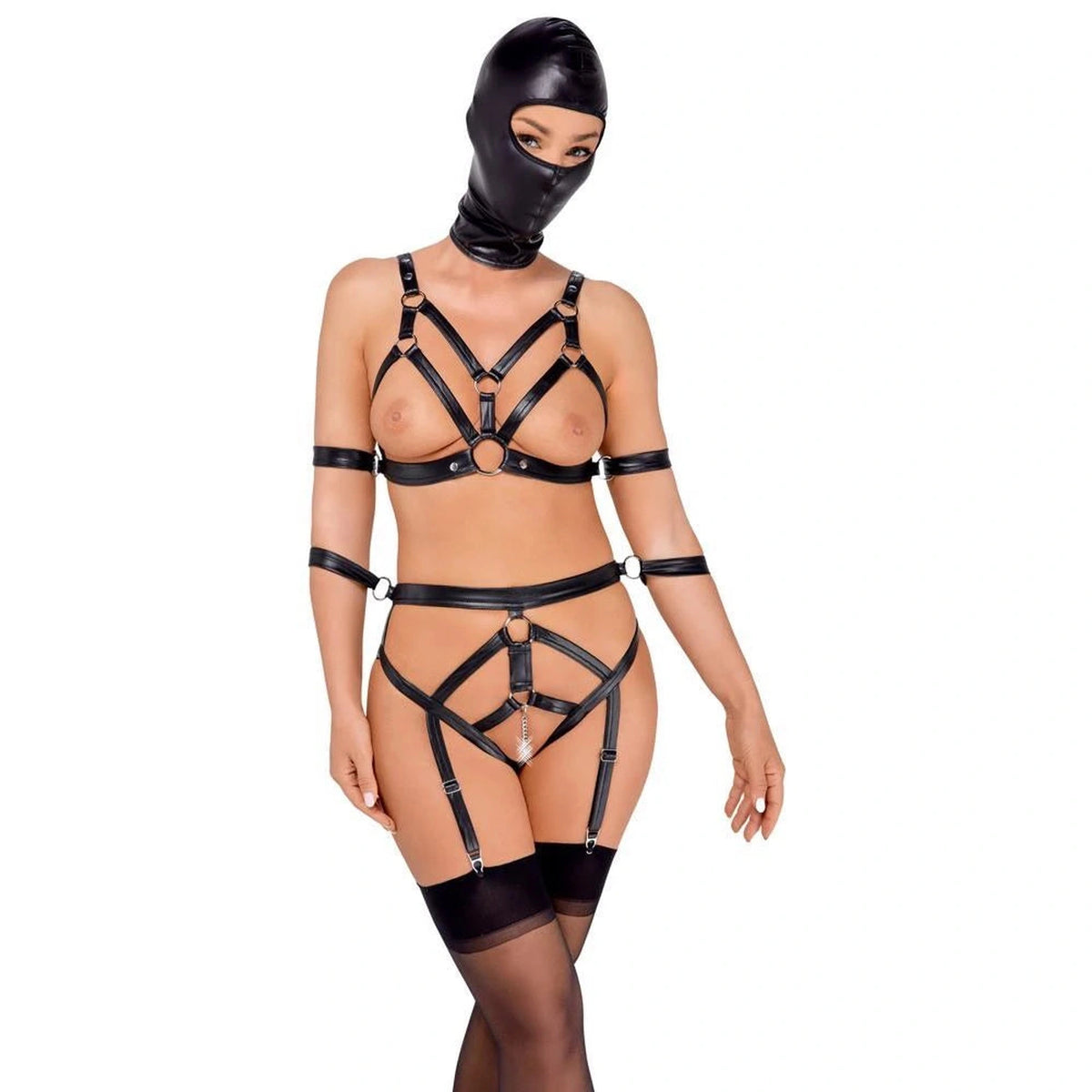 Ensemble de lingerie – ouvert, avec porte-jarretelles, noir 24804921031 | Bad Kitty