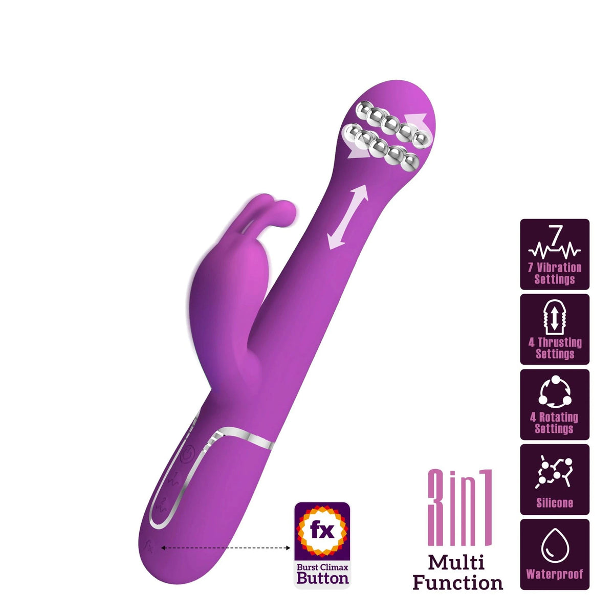 Vibrador rabbit Dejon 7 funções – com impulso, rotativo | Pretty Love
