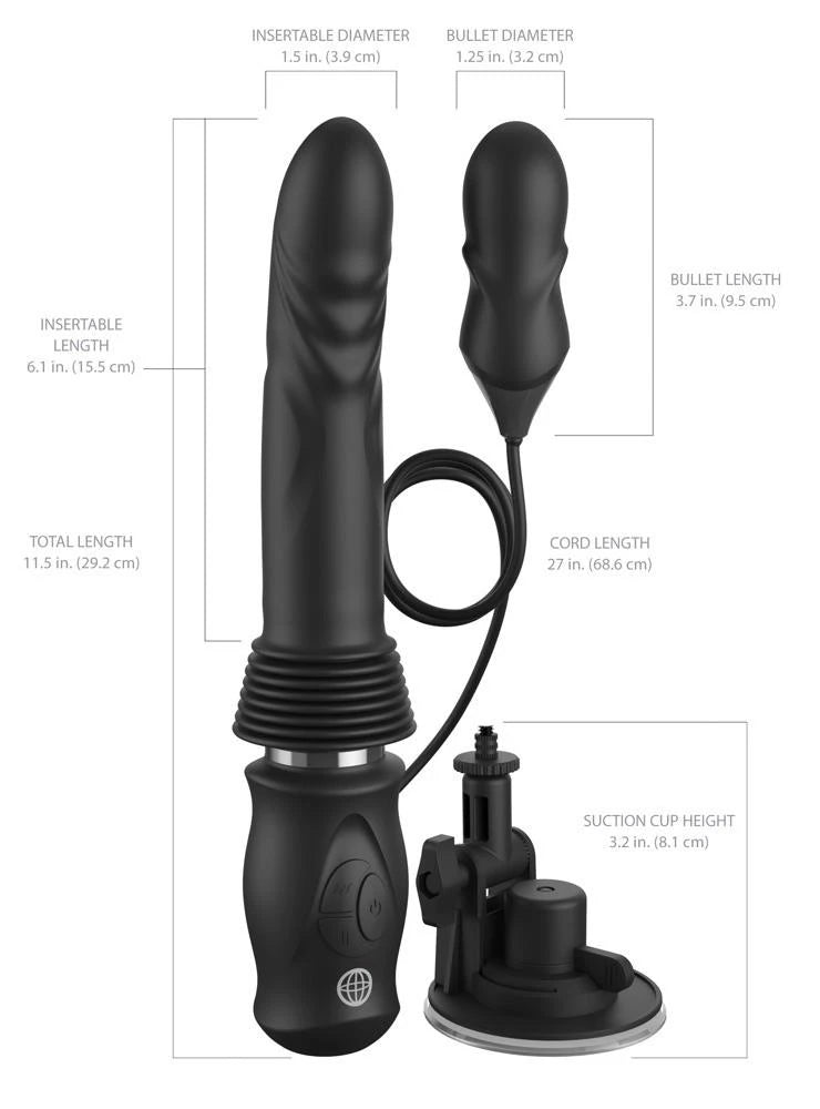 Vibromasseur spécial Ultimate Thruster 10 fonctions – rechargeable, double, noir | Fetish Fantasy Series