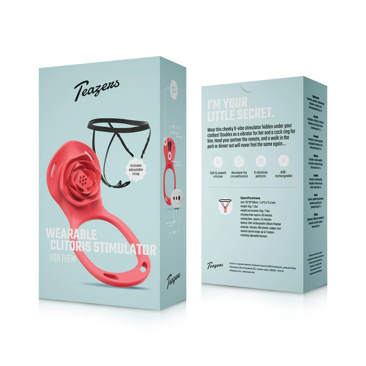 Stimolatore clitorideo Wearable – con telecomando, rosso | Teazers