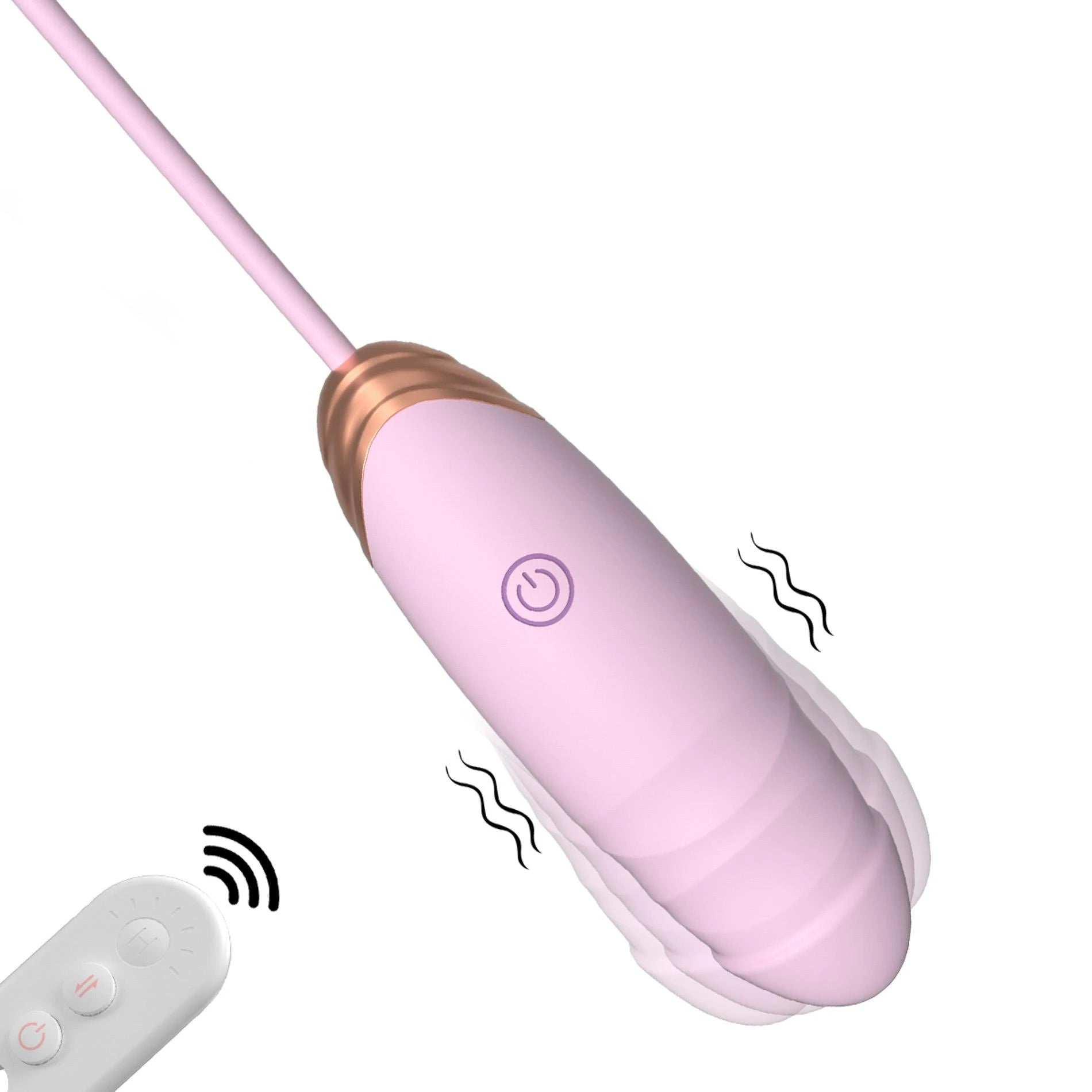 Œuf d'amour vibrant en silicone USB 7 fonctions de vibration et de poussée / Télécommande rose