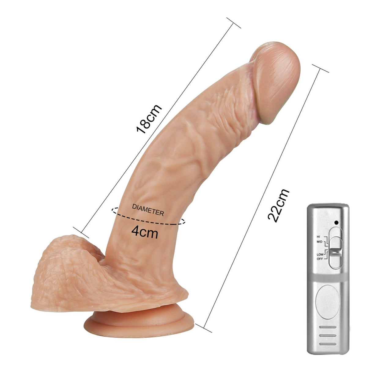 Dildo 8.5″ Extreme 3 Stufen – mit Saugnapf, vibrierend, hautfarben 21 cm | Lovetoy