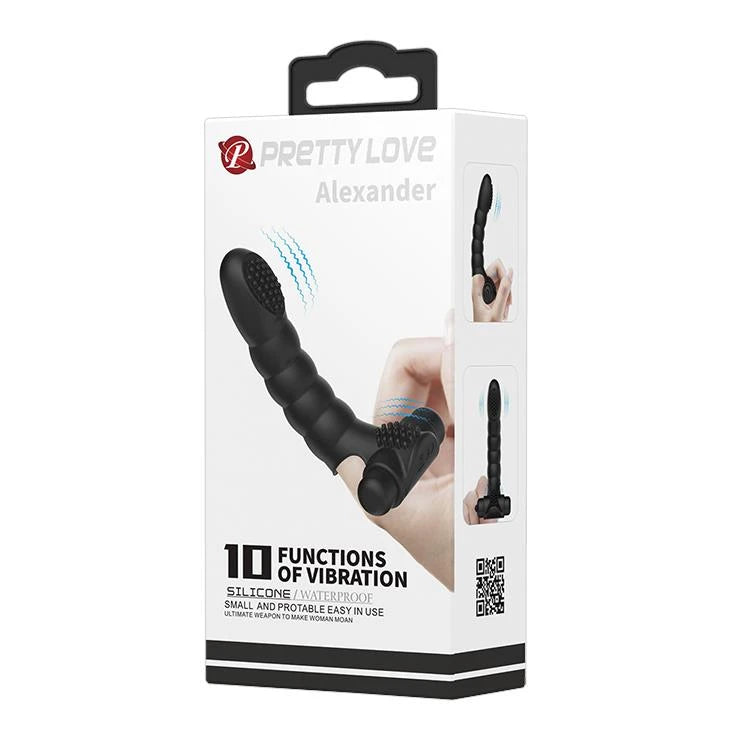 Vibratore da dito Alexander 10 funzioni – vibrante, nero | Pretty Love
