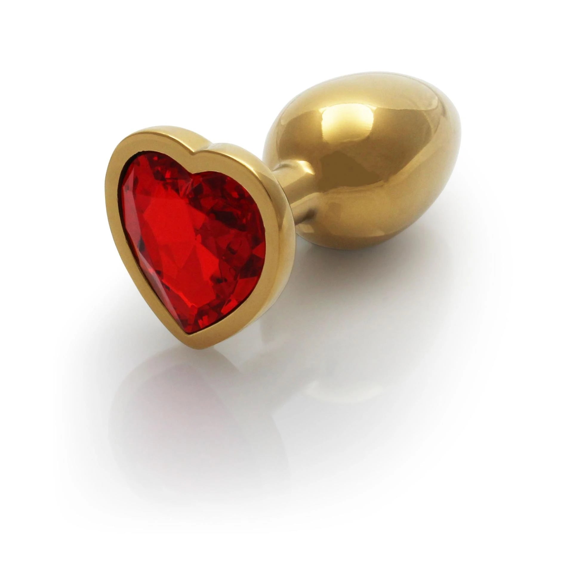 Heart Gem Butt Plug - Small - Gold/Ruby Red