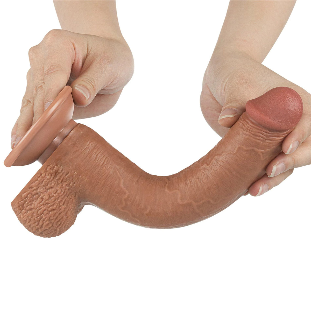 Realistic dildo Layer 22 cm – with suction cup, double, brown | Lovetoy