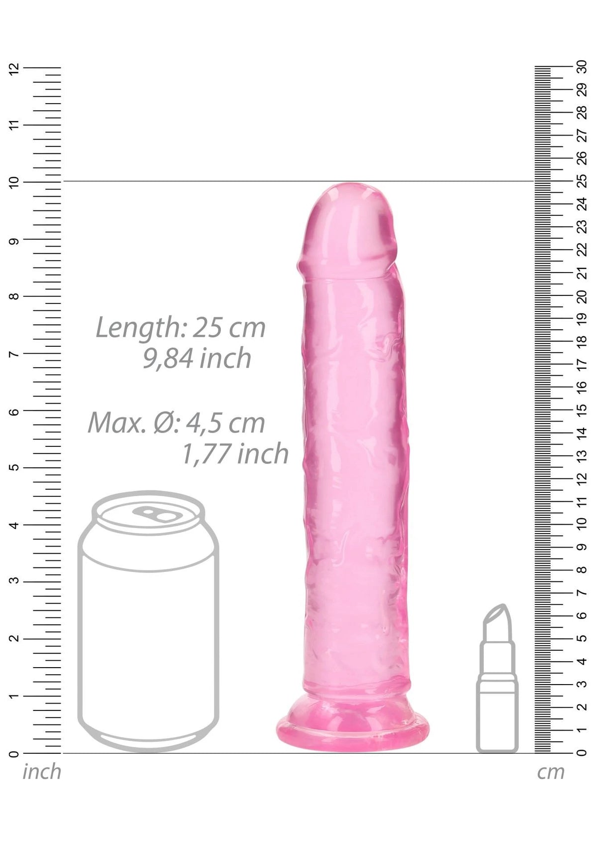 Dildo realistico Straight 7.2 cm – con ventosa, rosa | RealRock