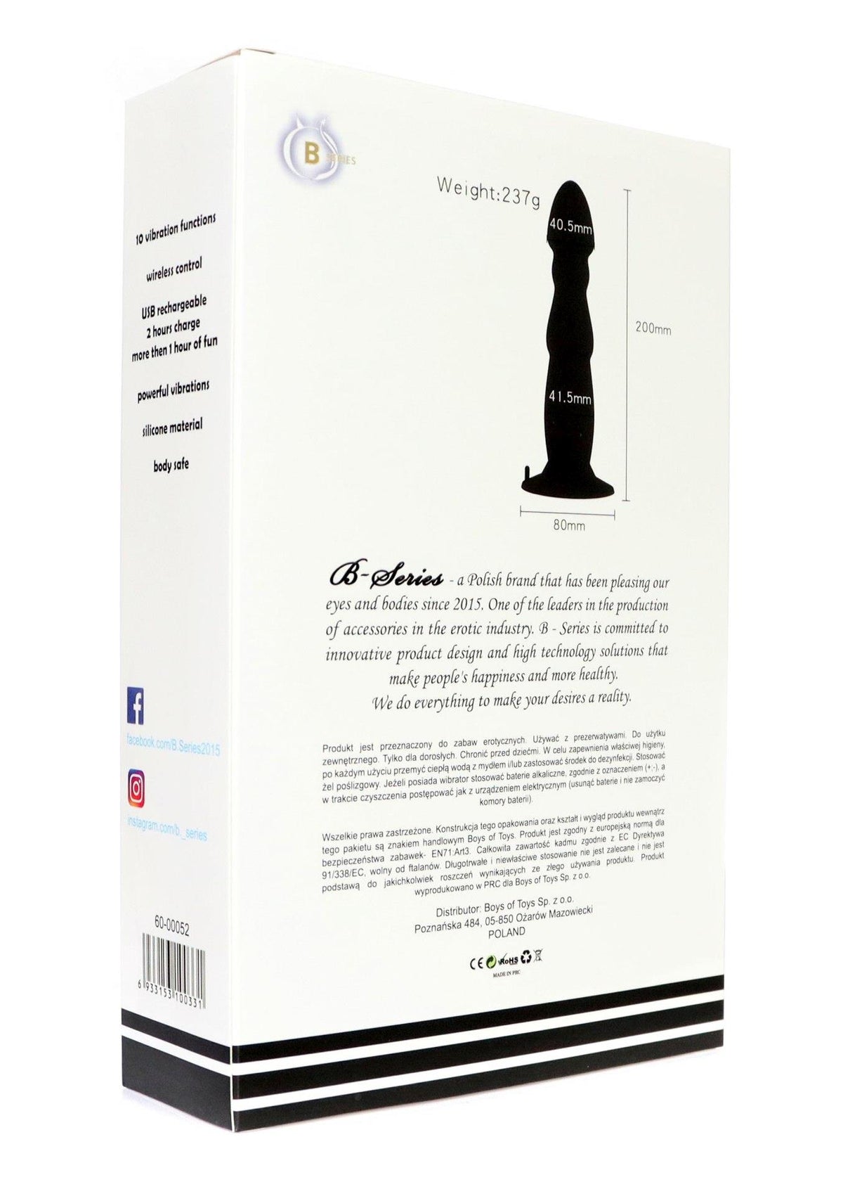 Masseur de prostate 10 fonctions – avec télécommande, rechargeable, noir 60-00052 | Favorites