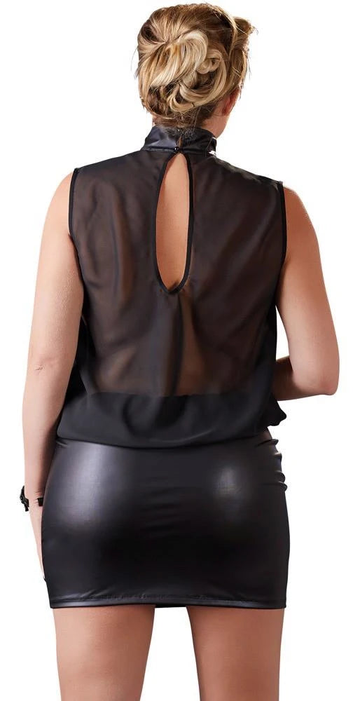 Vestido – mini, con aberturas, negro | Cottelli CURVES